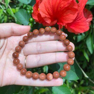 8MM Sunstone (Goldstone) Bead Bracelet